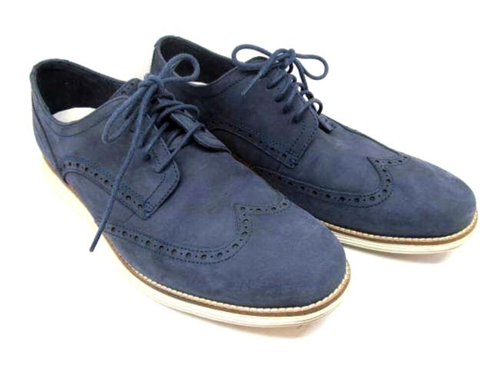Cole Haan Grand OS Dark Blue Oxford Wingtip Lace Up Shoes Size 10.5 M